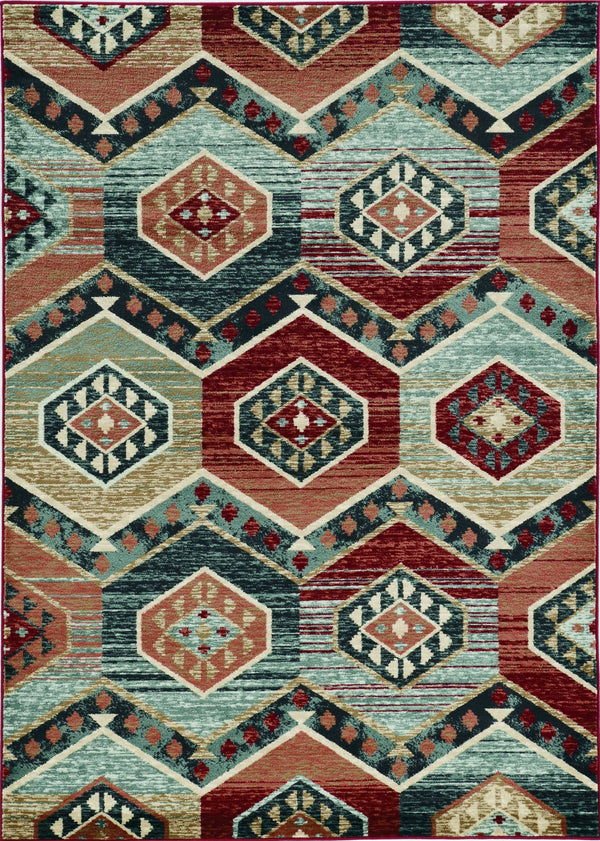 Homeroots 5' X 8' Red Aztec Diamond Area Rug  Polypropylene 374402