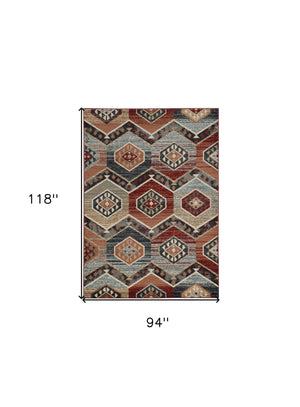 Homeroots 8' X 10' Red Machine Woven Honeycomb Lodge Indoor Area Rug  Polypropylene 374403
