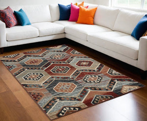 Homeroots 9' X 12' Red Machine Woven Honeycomb Lodge Indoor Area Rug  Polypropylene 374404