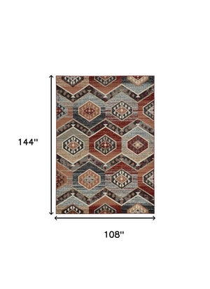 Homeroots 9' X 12' Red Machine Woven Honeycomb Lodge Indoor Area Rug  Polypropylene 374404