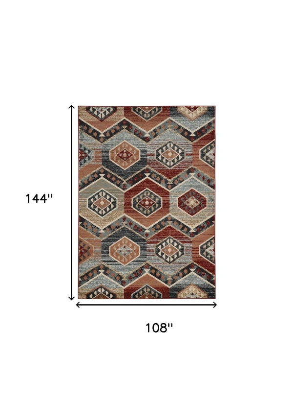 Homeroots 9' X 12' Red Machine Woven Honeycomb Lodge Indoor Area Rug  Polypropylene 374404