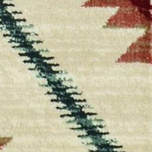 HomeRoots 5' Southwestern Area Rug in Earthy Ivory, Blue & Red - Durable, Stain-Resistant Design for Homes 5' X 8' 374406