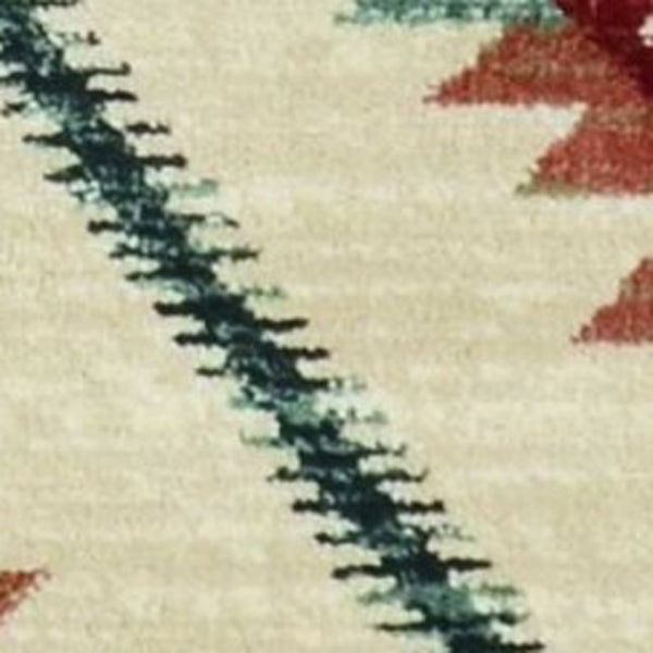 HomeRoots 8' Geometric Ivory Blue and Red Rug - Durable, Stain-Resistant Design for Stylish High-Traffic Areas 8' x 10' 374407