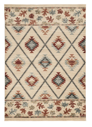 HomeRoots 9' Southwestern Area Rug in Ivory, Red, and Gray – Durable, Stylish, and Perfect for Any Room 9' X 12' 374408