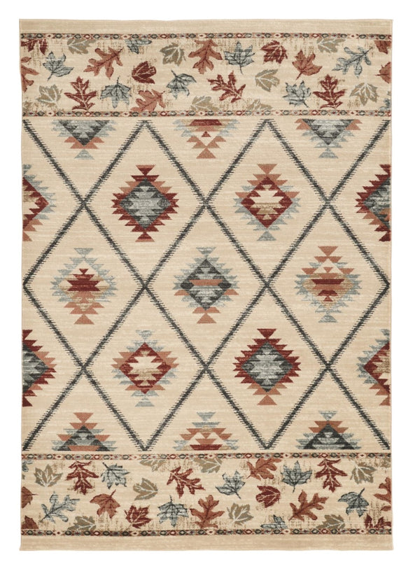 HomeRoots 9' Southwestern Area Rug in Ivory, Red, and Gray – Durable, Stylish, and Perfect for Any Room 9' X 12' 374408