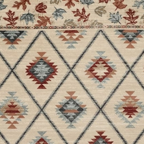 HomeRoots 9' Southwestern Area Rug in Ivory, Red, and Gray – Durable, Stylish, and Perfect for Any Room 9' X 12' 374408