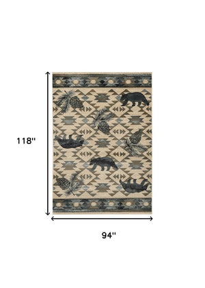 HomeRoots 8' Ivory and Gray Woodland Lodge Area Rug - Cozy, Durable, Stain-Resistant Design for Any Room 8' X 10' 374411