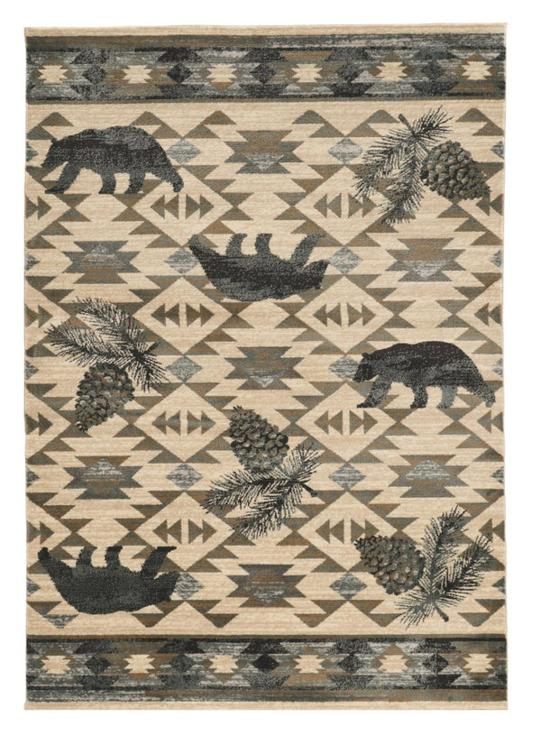 HomeRoots 8' Ivory and Gray Woodland Lodge Area Rug - Cozy, Durable, Stain-Resistant Design for Any Room 8' X 10' 374411