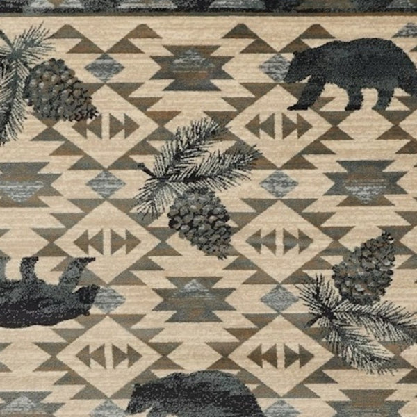 HomeRoots 9' Elegant Ivory and Gray Woodland Lodge Area Rug - Durable, Stain-Resistant, Ideal for Family Spaces 9' X 12' 374412