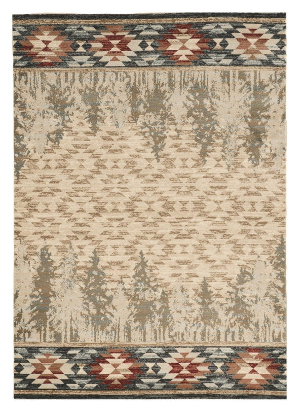 HomeRoots 8' Southwestern Area Rug in Earthy Ivory, Green, and Red - Durable, Easy-Care, Timeless Design 5' X 8' 374414