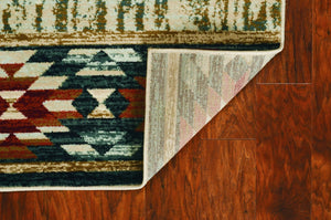 HomeRoots 8' Southwestern Area Rug in Earthy Ivory, Green, and Red - Durable, Easy-Care, Timeless Design 5' X 8' 374414