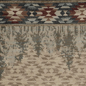 HomeRoots 8' Southwestern Area Rug in Earthy Ivory, Green, and Red - Durable, Easy-Care, Timeless Design 5' X 8' 374414