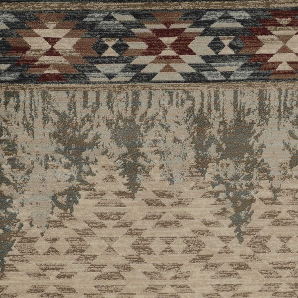 HomeRoots 8' Southwestern Area Rug in Earthy Ivory, Green, and Red - Durable, Easy-Care, Timeless Design 5' X 8' 374414