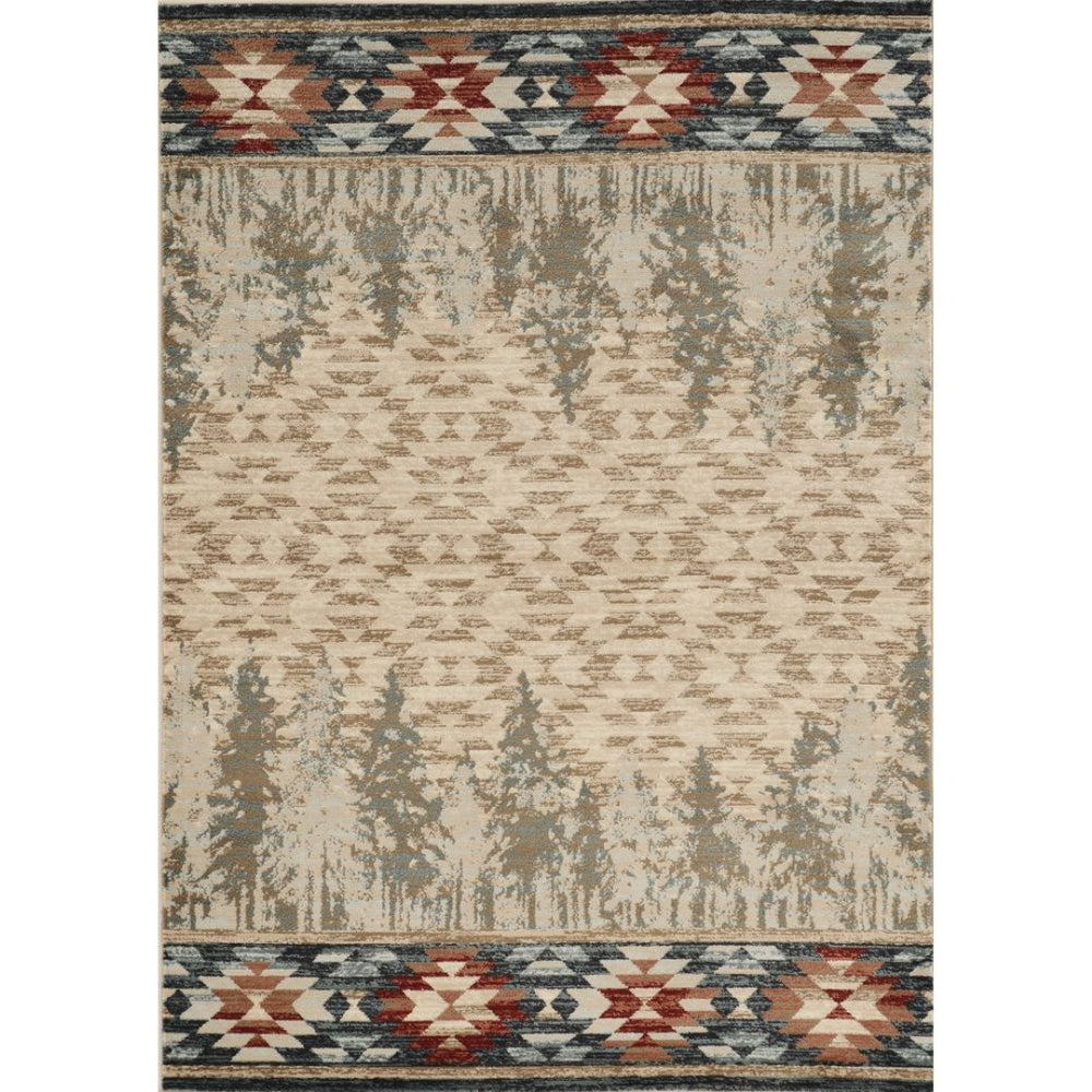 HomeRoots 8' Timeless Ivory Southwestern Indoor Outdoor Area Rug – Durable, Easy Care, Versatile Design for Any Space 8' x 10' 374415