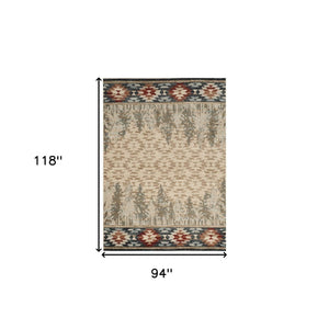 HomeRoots 8' Timeless Ivory Southwestern Indoor Outdoor Area Rug – Durable, Easy Care, Versatile Design for Any Space 8' x 10' 374415