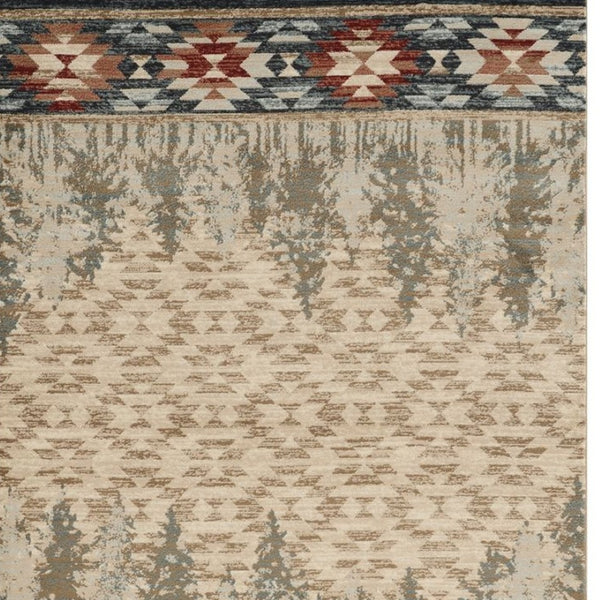 HomeRoots 8' Timeless Ivory Southwestern Indoor Outdoor Area Rug – Durable, Easy Care, Versatile Design for Any Space 8' x 10' 374415