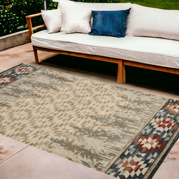 HomeRoots 8' Timeless Ivory Southwestern Indoor Outdoor Area Rug – Durable, Easy Care, Versatile Design for Any Space 8' x 10' 374415