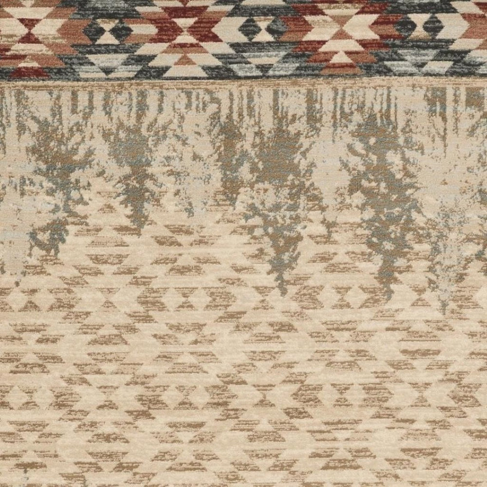HomeRoots 9' Southwestern Area Rug in Beige, Gray & Rust – Durable, Stain-Resistant for Family Spaces & More 9' X 12' 374416
