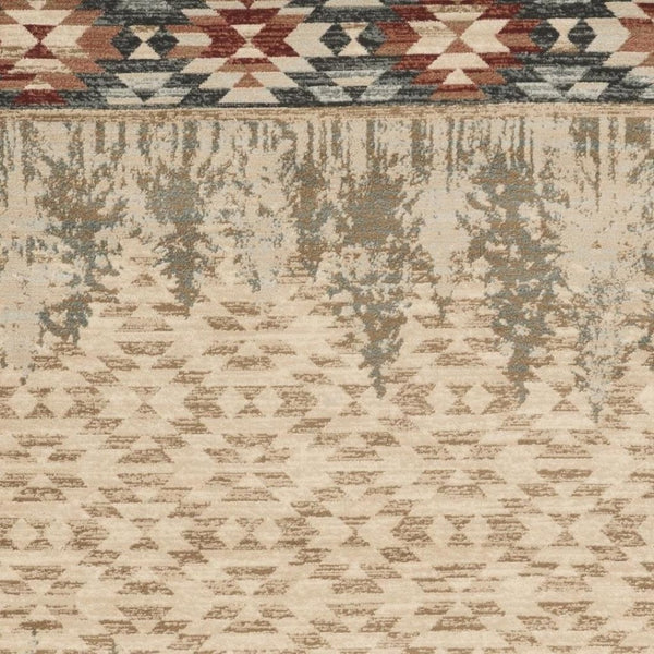 HomeRoots 9' Southwestern Area Rug in Beige, Gray & Rust – Durable, Stain-Resistant for Family Spaces & More 9' X 12' 374416