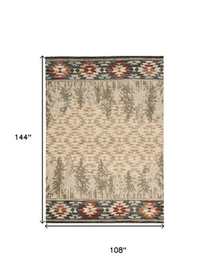 HomeRoots 9' Southwestern Area Rug in Beige, Gray & Rust – Durable, Stain-Resistant for Family Spaces & More 9' X 12' 374416