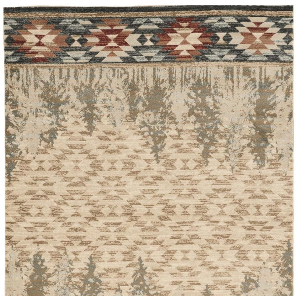 HomeRoots 9' Southwestern Area Rug in Beige, Gray & Rust – Durable, Stain-Resistant for Family Spaces & More 9' X 12' 374416