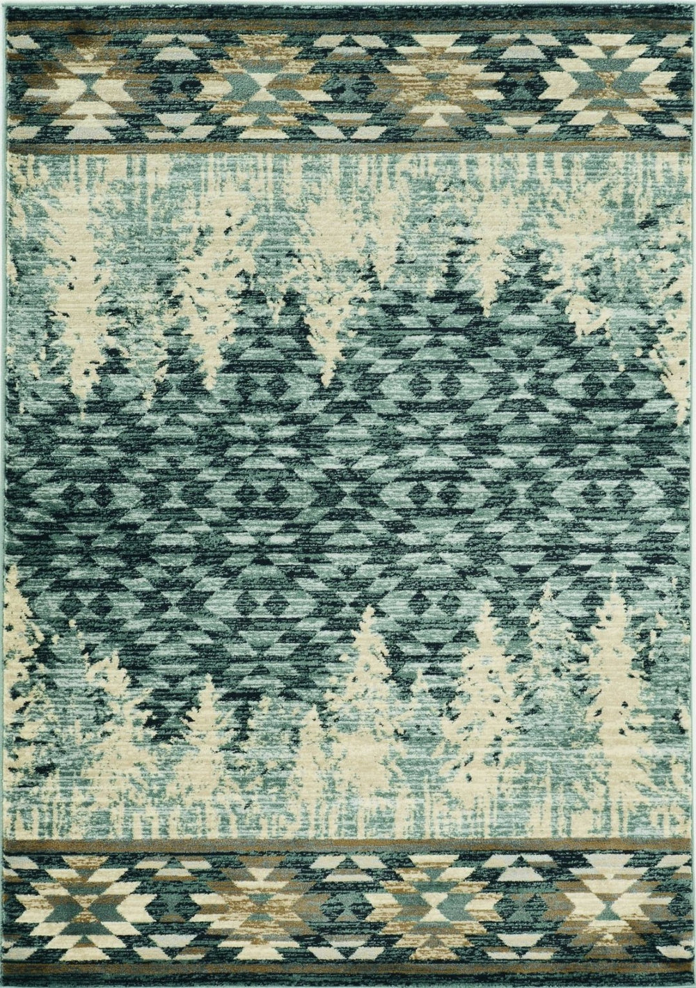 HomeRoots 5' Slate Blue and Ivory Southwestern Area Rug - Stylish, Plush, Durable Design for Any Room 5' X 8' 374418