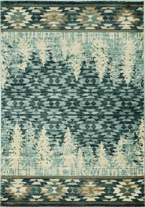 HomeRoots 5' Slate Blue and Ivory Southwestern Area Rug - Stylish, Plush, Durable Design for Any Room 5' X 8' 374418