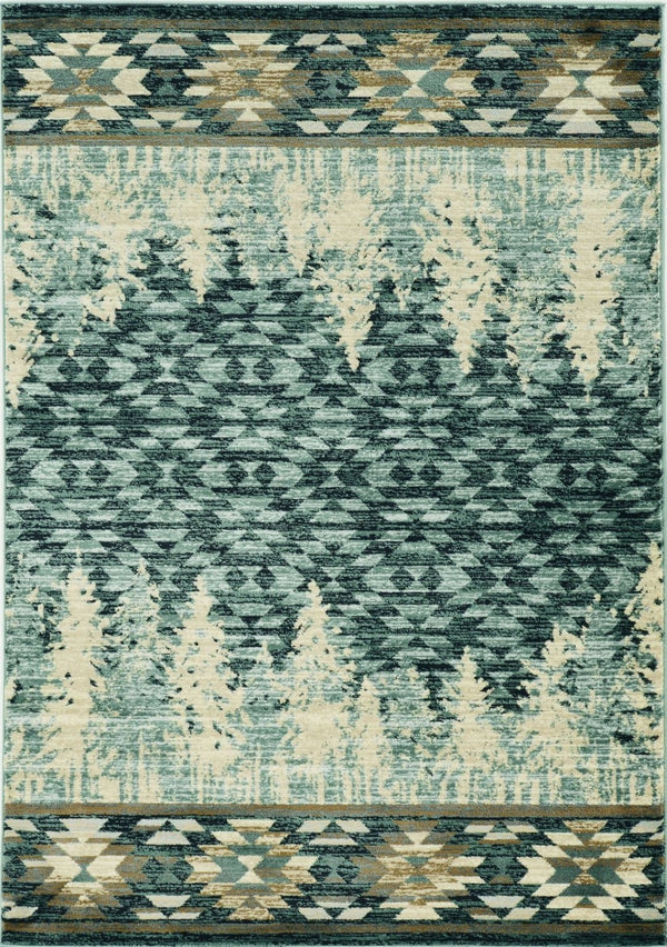 HomeRoots 5' Slate Blue and Ivory Southwestern Area Rug - Stylish, Plush, Durable Design for Any Room 5' X 8' 374418
