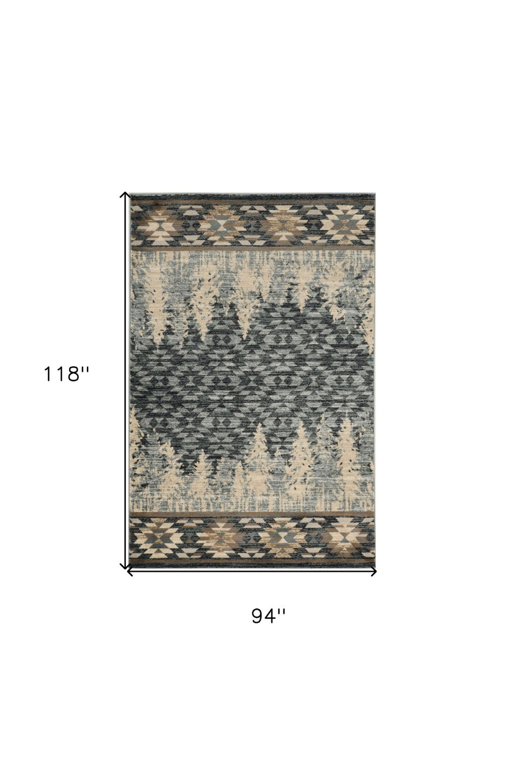 HomeRoots 8' Slate Blue Charcoal Beige Woodland Lodge Area Rug - Rustic Charm, Stain Resistant, Easy Care 8' X 10' 374419