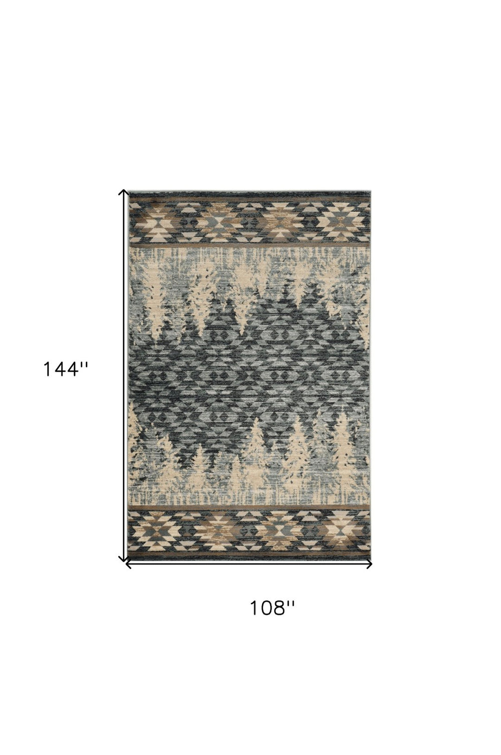 HomeRoots 9' Cozy Lodge Slate Blue Charcoal Beige Area Rug - Durable, Stain-Resistant, Easy-Care Design 9' X 12' 374420