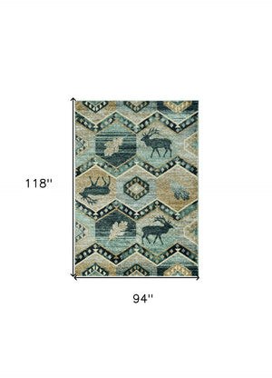 HomeRoots 8' Seafoam Lodge Area Rug - Durable, Stylish, and Easy-Care Accent for Indoor and Outdoor Spaces 8' x 10' 374423