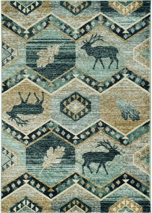 HomeRoots 8' Seafoam Lodge Area Rug - Durable, Stylish, and Easy-Care Accent for Indoor and Outdoor Spaces 8' x 10' 374423