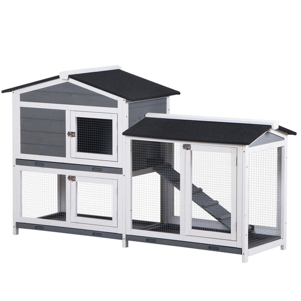 English Elm PawHut 63" 6-Tier Small Animal Habitat with Hammock, Heavy-Duty Steel Cage, Wheels & Removable Tray Grey W2225P217667