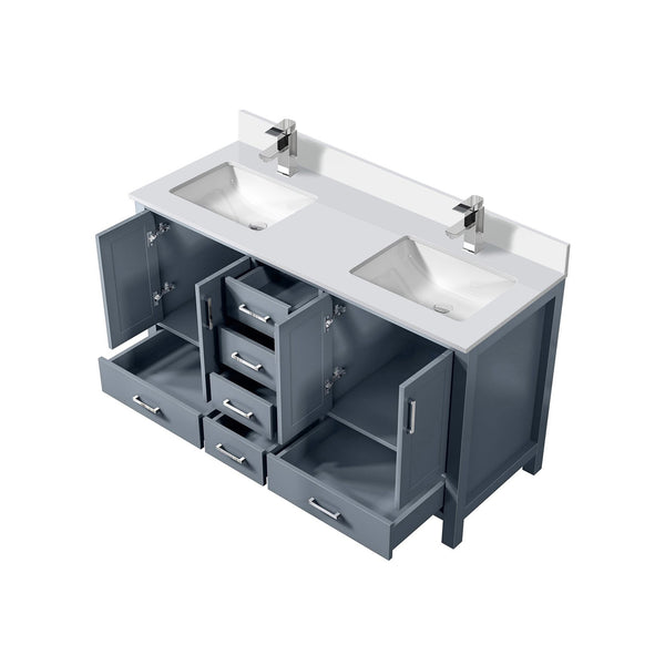 English Elm Dark Grey Double Bath Vanity With Cultured Marble Top & Chrome Faucet - Stylish Storage Solution B2731P259080