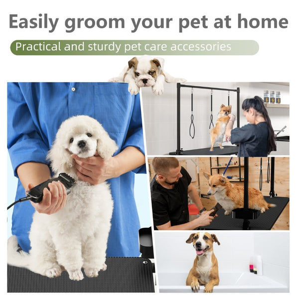 English Elm 47'' Foldable Dog Grooming Table X-lift Adjustable Height Station with Arm Noose Organizer W3587P358750