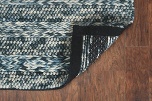HomeRoots 3' Handwoven Wool Area Rug in Ivory, Blue, and Gray - Perfect for Entryways, Hallways, and More! 3' X 5' 374500