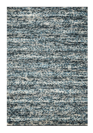 HomeRoots 3' Handwoven Wool Area Rug in Ivory, Blue, and Gray - Perfect for Entryways, Hallways, and More! 3' X 5' 374500