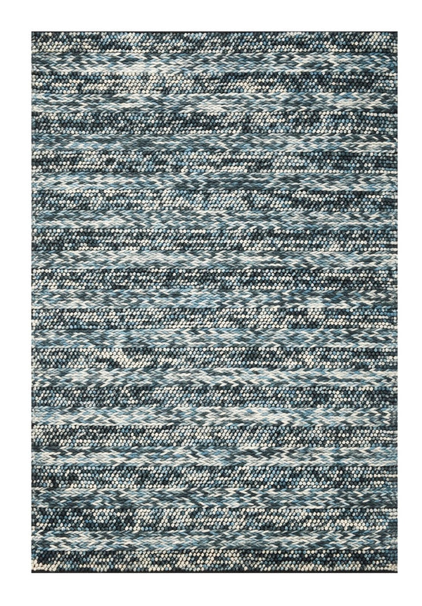 HomeRoots 3' Handwoven Wool Area Rug in Ivory, Blue, and Gray - Perfect for Entryways, Hallways, and More! 3' X 5' 374500