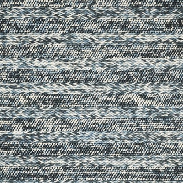 HomeRoots 3' Handwoven Wool Area Rug in Ivory, Blue, and Gray - Perfect for Entryways, Hallways, and More! 5' X 7' 374501