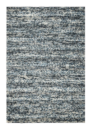 HomeRoots 3' Handwoven Wool Area Rug in Ivory, Blue, and Gray - Perfect for Entryways, Hallways, and More! 5' X 7' 374501