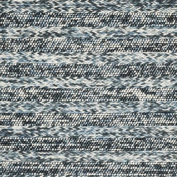 HomeRoots 3' Handwoven Wool Area Rug in Ivory, Blue, and Gray - Perfect for Entryways, Hallways, and More! 5' X 7' 374501