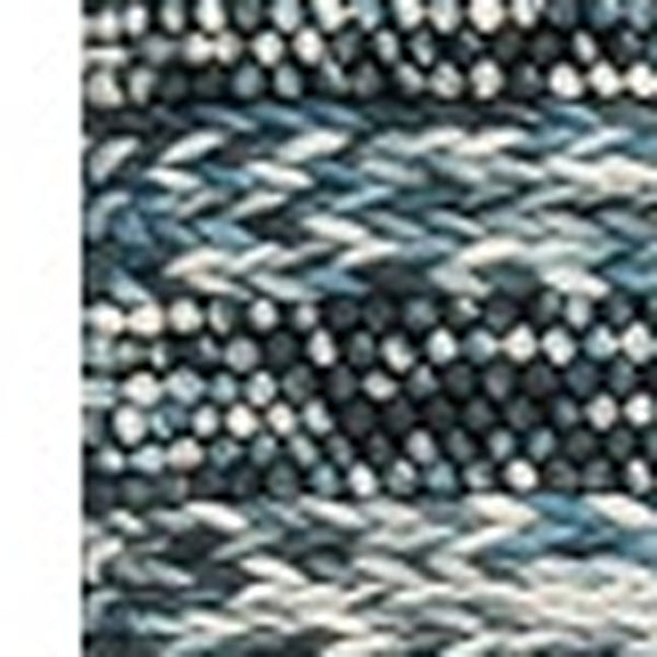 HomeRoots 9' Hand-Woven Wool Area Rug in Ivory, Blue & Gray Stripes - Stylish, Durable, and Unique Design 9' X 13' 374502