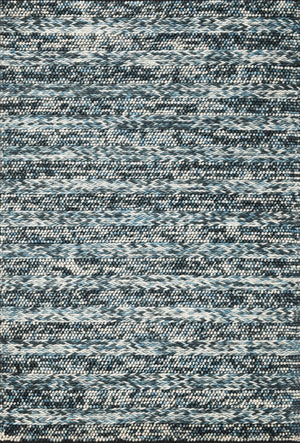 HomeRoots 9' Hand-Woven Wool Area Rug in Ivory, Blue & Gray Stripes - Stylish, Durable, and Unique Design 9' X 13' 374502