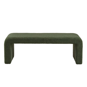 JLA Home INK+IVY - Boucle Modern Waterfall Bench with Textured Bouclé Upholstery, Rounded Corners, Fully Assembled Comfort Green II105-0596