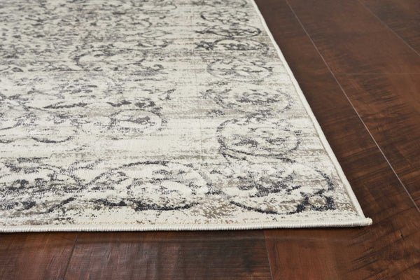 Homeroots 10' X 13' Gray And Ivory Floral Area Rug  Polypropylene 374512
