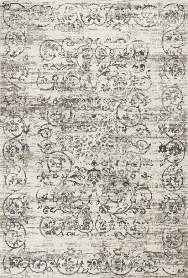 Homeroots 10' X 13' Gray And Ivory Floral Area Rug  Polypropylene 374512