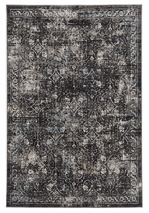 Homeroots 10' X 13' Black Damask Area Rug  Polypropylene 374529