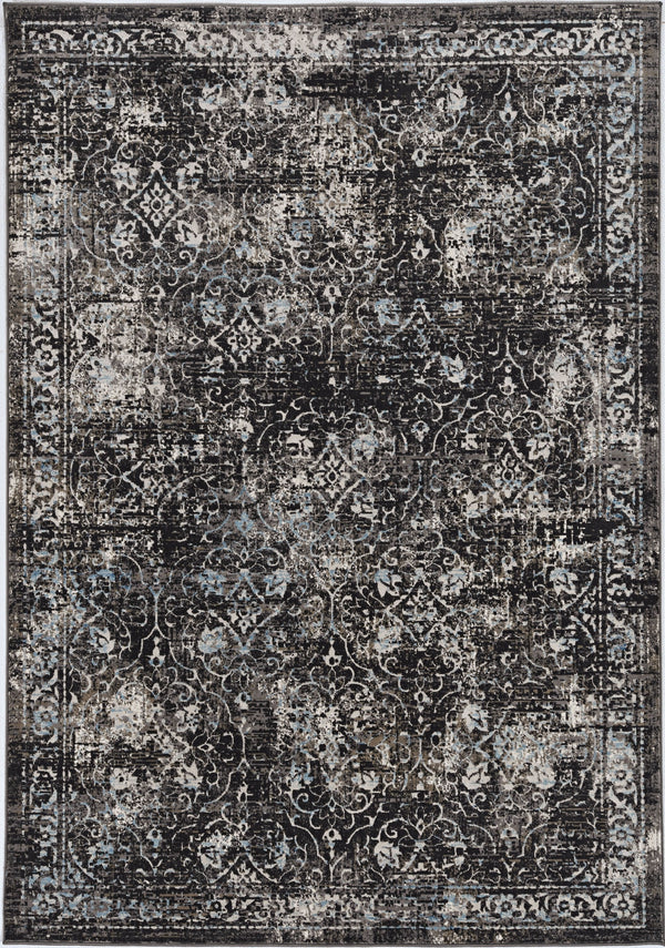 Homeroots 10' X 13' Black Damask Area Rug  Polypropylene 374529