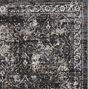 Homeroots 10' X 13' Black Damask Area Rug  Polypropylene 374529