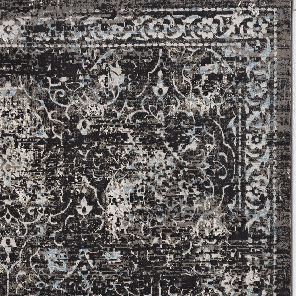 Homeroots 10' X 13' Black Damask Area Rug  Polypropylene 374529